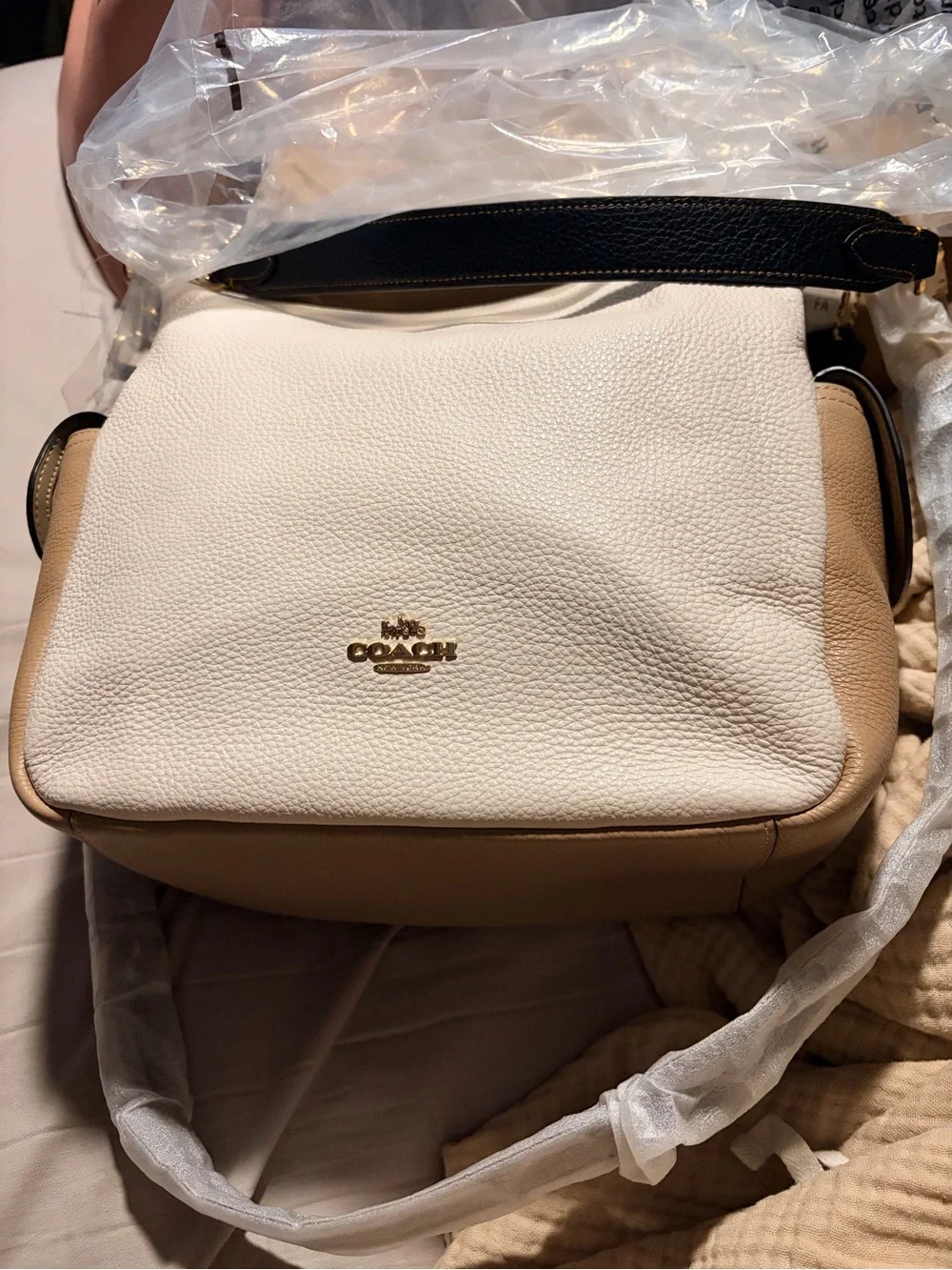 Coach Pennie Colorblock Pebbled Leather Shoulder Hobo with crossbody & Shoulder